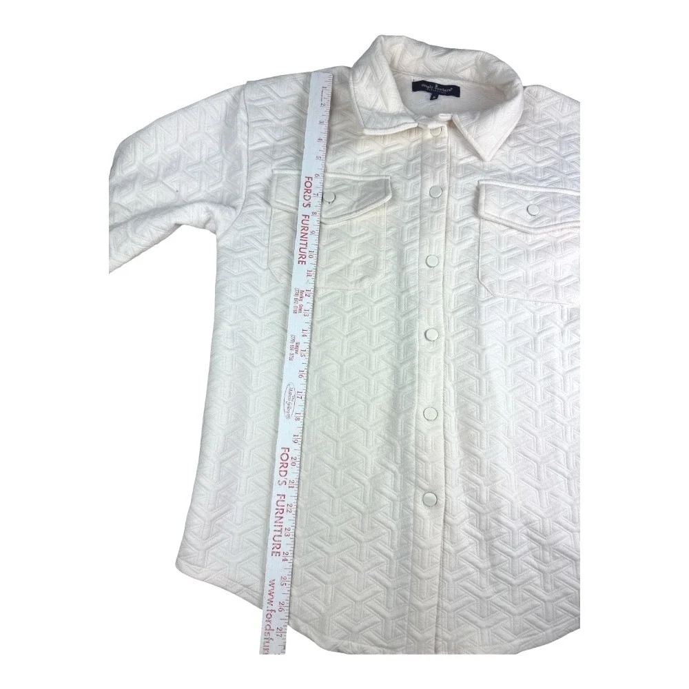 Simply Southern Cream Geometric Quilted Snap Front Shacket Shirt Jacket Small